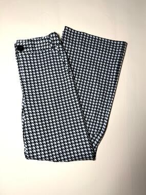 CAbi Black White Houndstooth Straight Leg Trousers